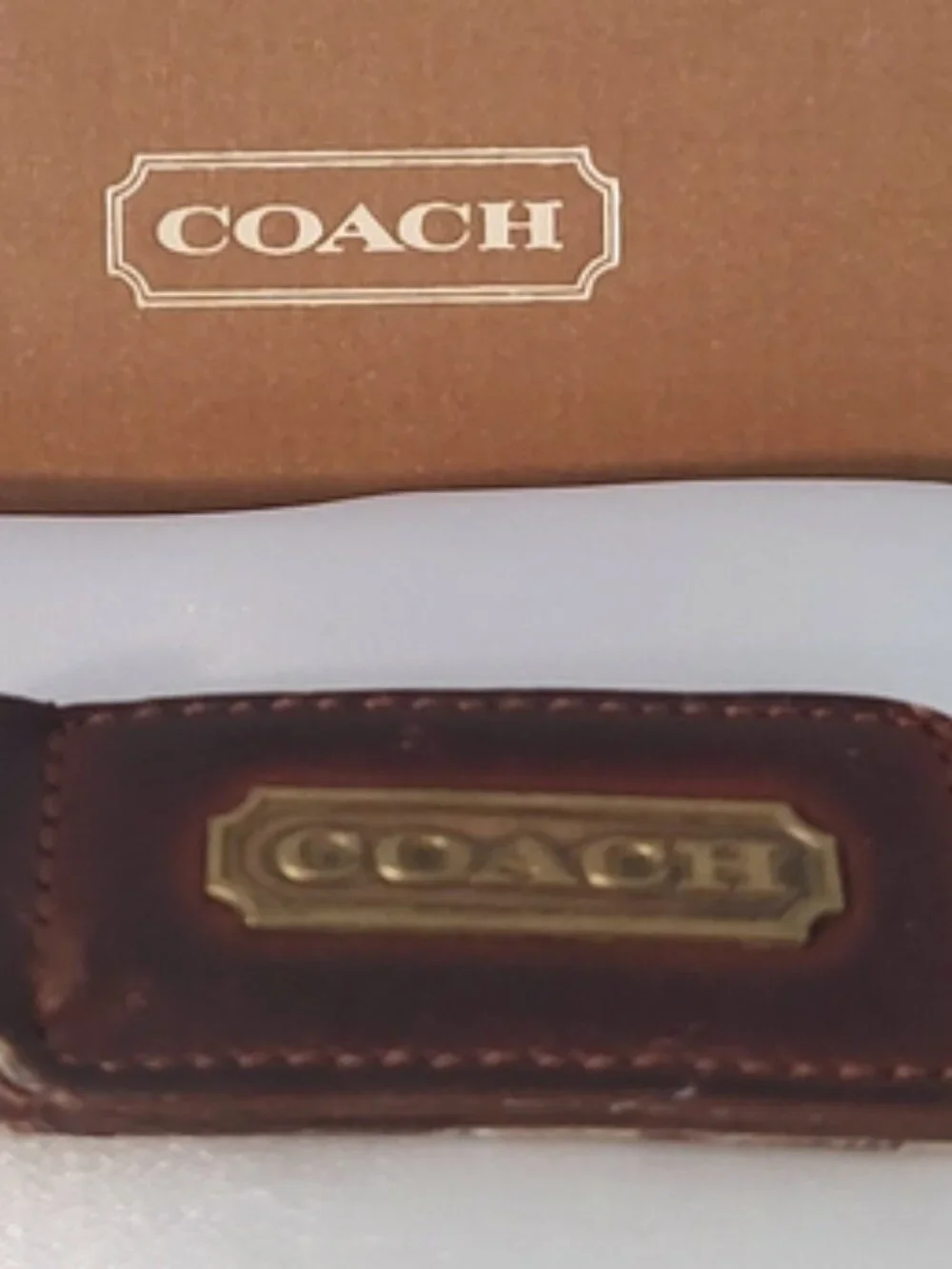 Coach vintage 70s 80s leather brass key fob w/ original box VGUC